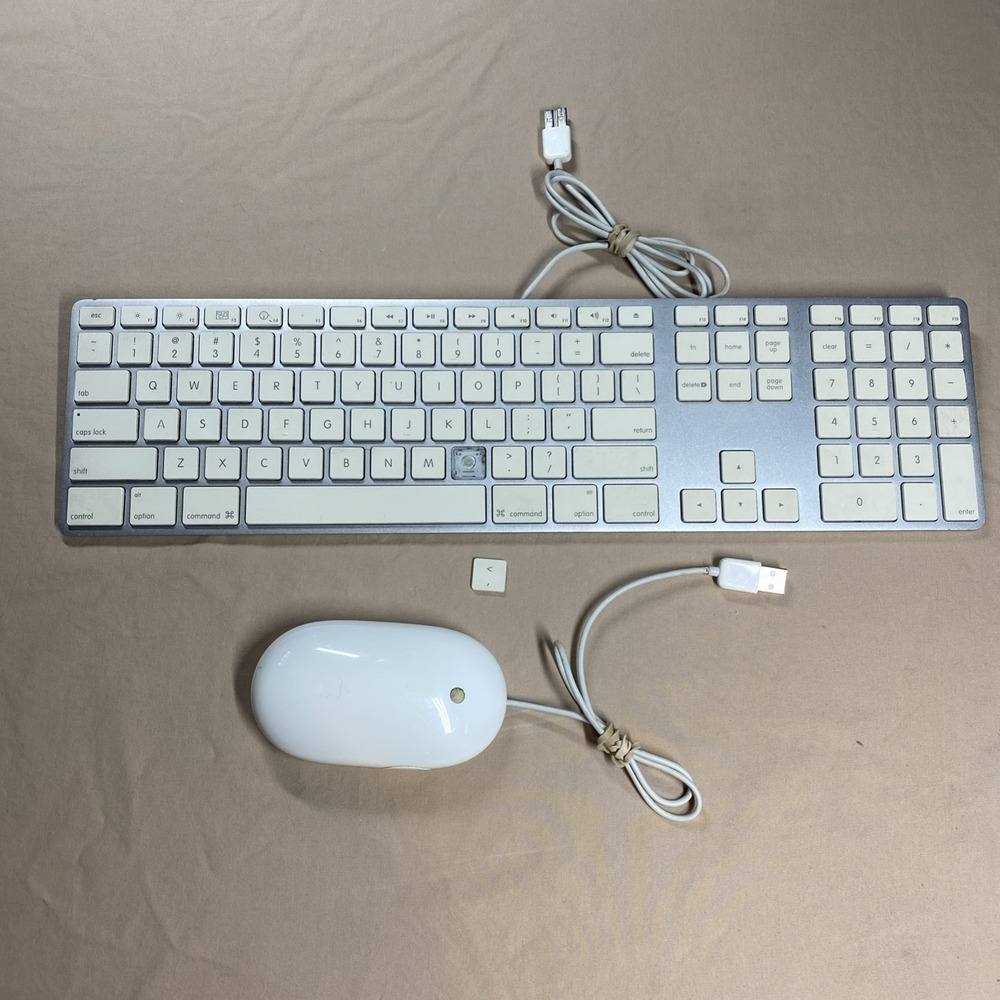 Apple Aluminum USB Wired Keyboard A1243 and Apple wired Mouse A1152 READ